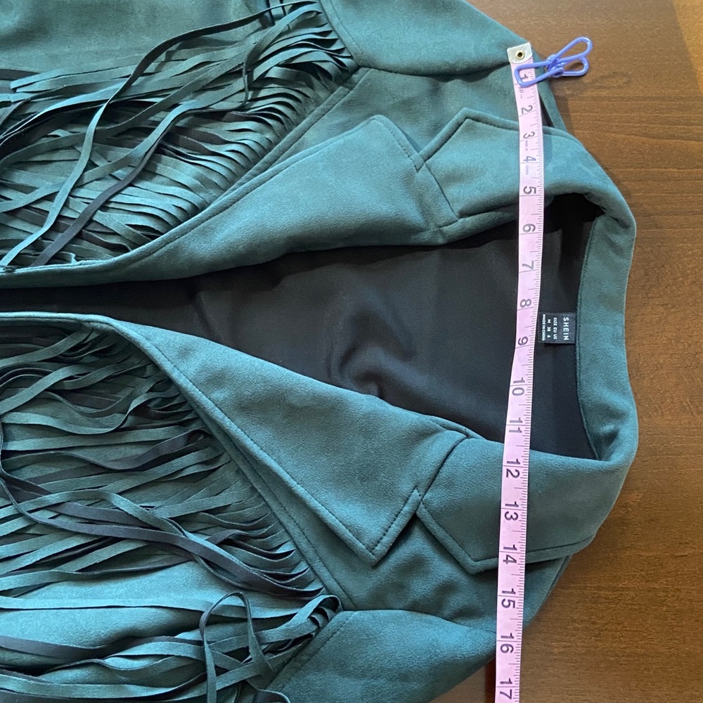 Sale! Dark Green Trendy Fringe Jacket, size M. New - Picture 14 of 15